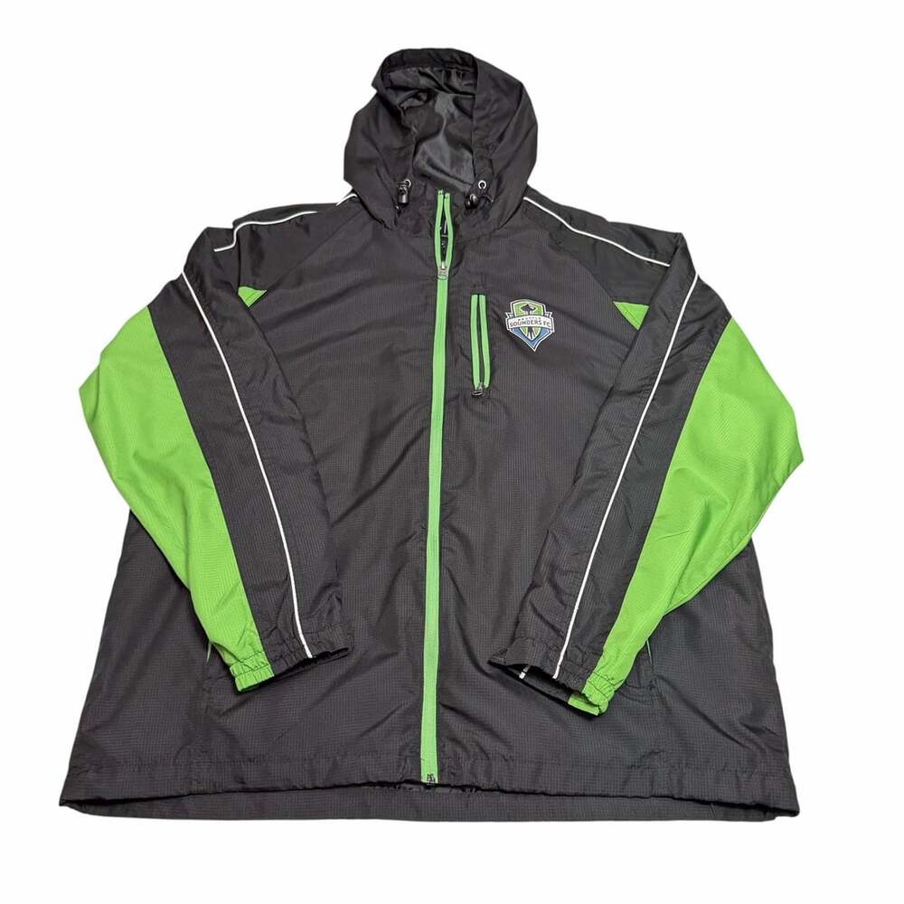 GIII Sports Carl Banks Seattle Sounders MLS Zip Up Hooded Windbreaker Jacket L